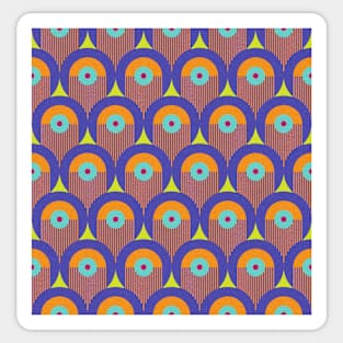 Vibrant Round Retro Abstract Pattern Sticker